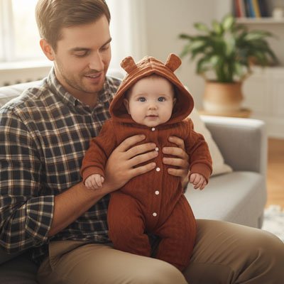 	Pyjama bebe unisexe à capuche, design solide avec petites oreilles, vêtement chaud pour garçons et filles.