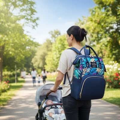 Sac a langer pour maman, multiple compartiments, facile à porter et idéal pour activités variées.