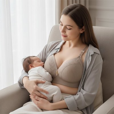 Soutien gorge allaitement à effet lifting, confortable et pratique pour les femmes enceintes ou allaitantes, couvrant entièrement la poitrine.