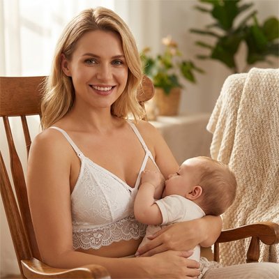 Soutien gorge allaitement en dentelle raffinée, modèle ouvert à l’avant pour allaitement facile et maintien confortable