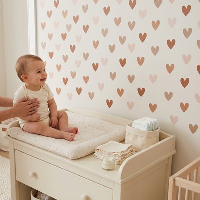 Stickers muraux avec motifs de cœurs pour chambre de bébé et enfant, décoration douce et moderne en vinyle