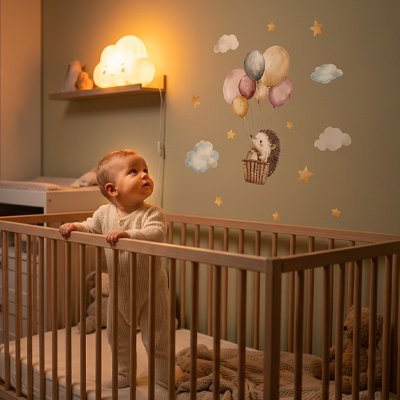 Stickers muraux en forme de hérisson avec ballon décoratif
