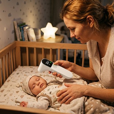 Thermomètre frontal bébé portable idéal pour surveiller la température à la maison ou en déplacement