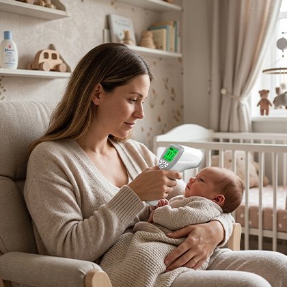 thermomètre frontal numérique sans contact avec écran LCD pour une lecture instantanée de la fièvre
