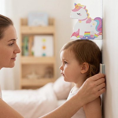 Toise de mesure de taille 3D pour enfants avec dessin animé, sticker amovible pour suivre la croissance de bébé