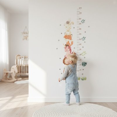 Toise décoratifs nordiques pour chambre d’enfant, tableau de croissance avec ours et lapin, amusant et éducatif