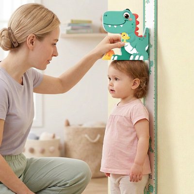 Toise murale autocollante 3D pour enfants avec motifs cartoon, décoration éducative et ludique pour chambre de bébé
