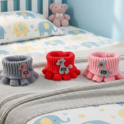 Tour de cou enfant tricoté chaud pour garçons et filles avec motif à carreaux