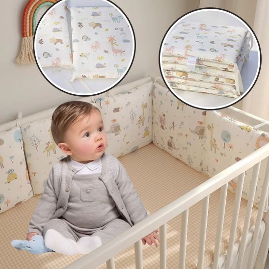 Tour de lit bébé set de 6 pièces lavables et faciles à installer